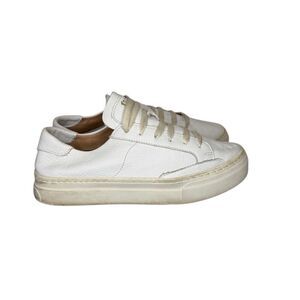 Soludos Ibiza Size 7.5 Women's White Leather Lace Up Sneaker Platform